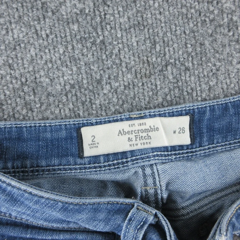 Abercrombie & Fitch Denim Shorts Womens 2 Blue Low Rise Distressed Cuffed Y2K